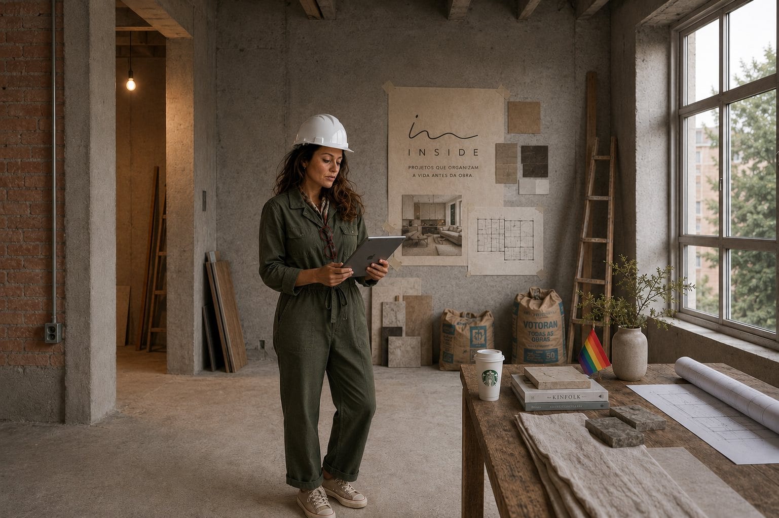 Sara Rollemberg em visita de obra, acervo INSIDE