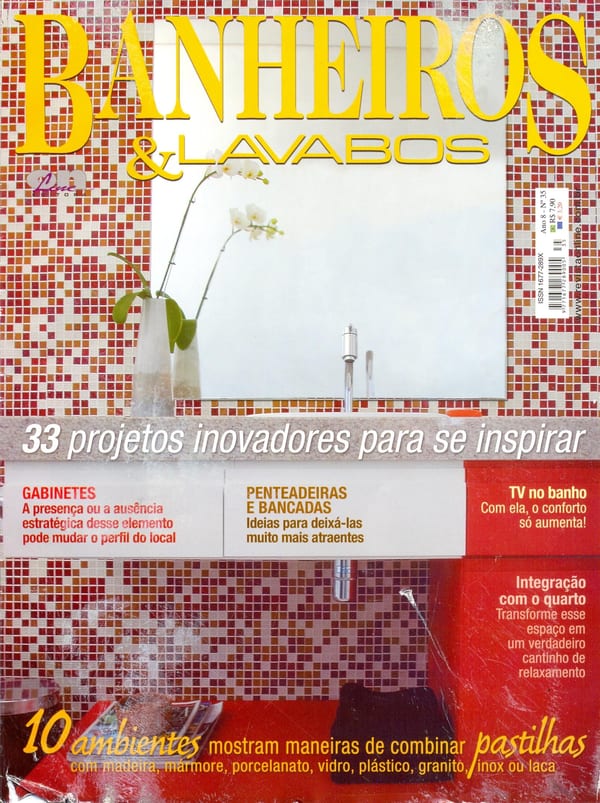 Capa da revista Banheiros & Lavabos, publicação com projeto INSIDE, acervo INSIDE