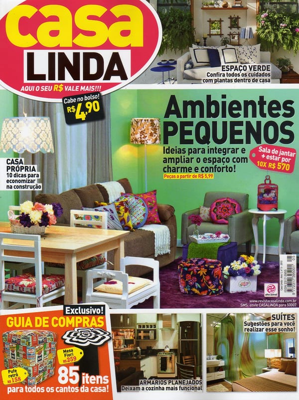 Capa da revista Casa Linda nº 5, publicação com projeto INSIDE, acervo INSIDE
