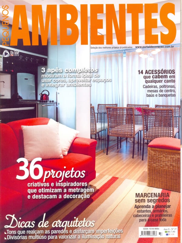 Capa da revista Pequenos Ambientes nº 37, publicação com projeto INSIDE, acervo INSIDE