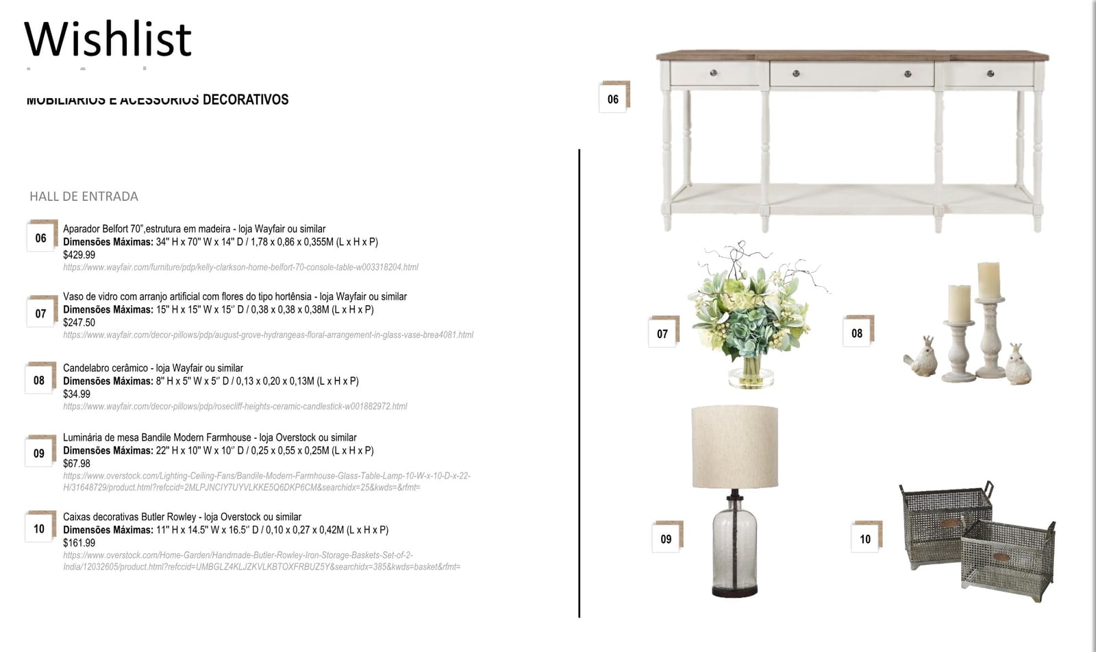 INSIDE spec sheet page 02: items, dimensions, stores and prices, Montana project