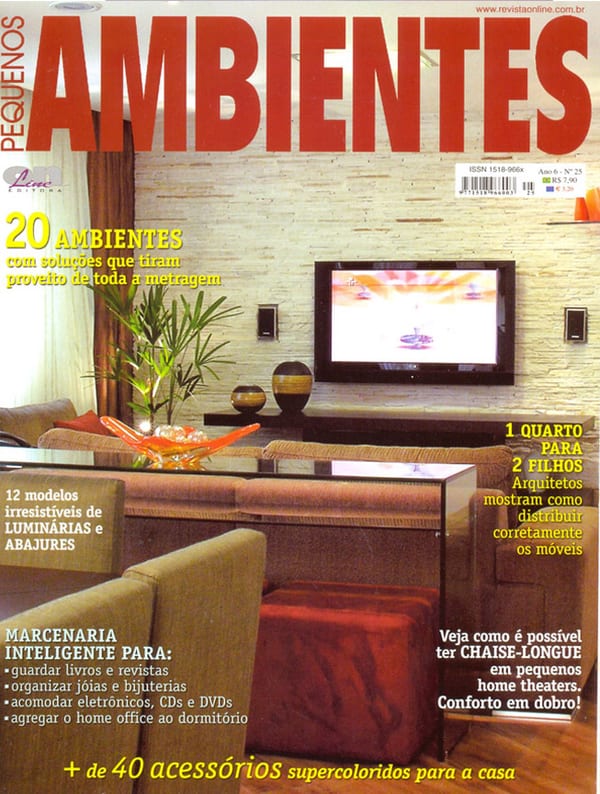 Capa da Pequenos Ambientes · nº 25, matéria com projeto da INSIDE, acervo INSIDE